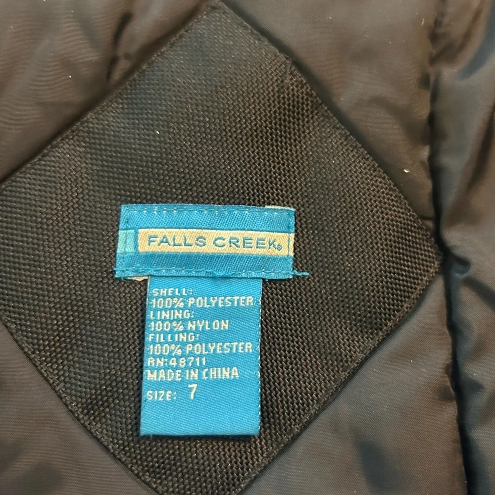 Falls Creek Boys Blue,Black & Gray Heavy Full Zip Velcro Jacket Pockets  Size 7